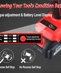 Beast 21V Cordless Impact Wrench With Brushless Motor Half Inch Drive torque adjustment and battery display