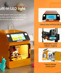 Kid Safe Mini 3D Printer With Enclosed Design, One Click Printing, WiFi And App Control, features built-in LED light and touchscreen.