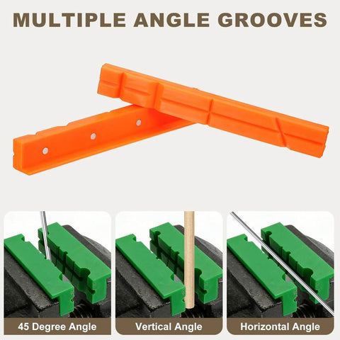 Two Pack 8 Inch Rubber V Shape Magnetic Vise Jaw Pads Soft Anti Scratch Jaws Orange For DIY Woodworking And Plumbing Clamping
