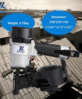 15 Degree Coil Roofing Nailer Kit With 120-Piece Load, Pro Grade Aluminum Body, shown on a rooftop with cityscape background