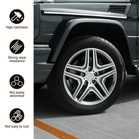 Beefy 6 Spline Lug Nut Socket For Aftermarket Wheels shown with car tire, highlights durability features like high hardness and wear resistance