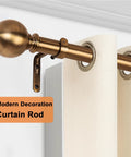 Antique Brass Curtain Rod Set 1 Inch Heavy Duty Adjustable Drapery Rods 18 To 88 Inches With Round Finials For Windows 24 To 80 Inches Built To Last Durable Window Curtain Pole