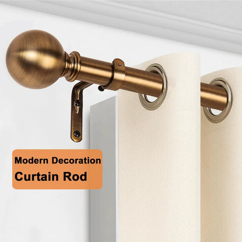 Antique Brass Curtain Rod Set 1 Inch Heavy Duty Adjustable Drapery Rods 18 To 88 Inches With Round Finials For Windows 24 To 80 Inches Built To Last Durable Window Curtain Pole