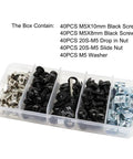 200 Piece 2020 Aluminum Extrusion Hardware Kit With M5 T Slot Nuts Bolts Screws And Slide Nuts For 20 Series And 2040 V Slot Projects Includes Wrench In An Organized Clear Case For Easy Drop In Assembly