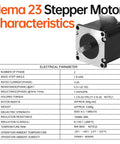 Three Pack Nema 23 Stepper Motors 2 Phase 1.8 Degree High Torque Bipolar specifications table and motor image