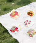 Clear Clamshell Grab And Go Containers 100 Pack With Hinged Lids, Disposable Plastic Food Boxes for snacks on picnic blanket