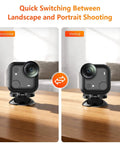 Magnetic Mount For Insta360 GO Ultra With 2-In-1 Magnetic And Suction Holder, showing landscape and portrait positions on desk