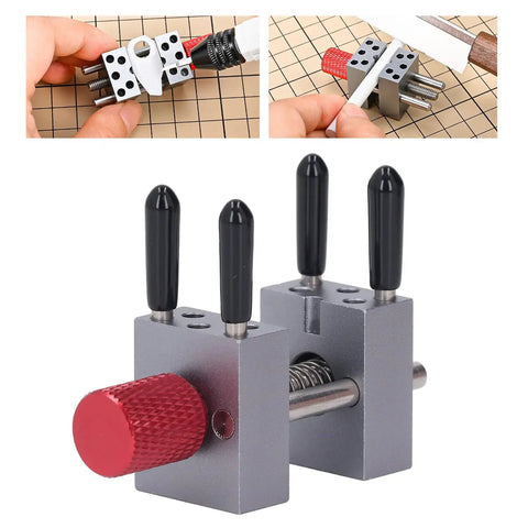 Mini Bench Vise Clamp For Jewelry Repair And Model Making Pro Grade Adjustable Parallel Jaws For Gripping Small Parts Up To 1.18 Inches Metal Silver With Protective Sleeves And 10 Holes showing jaw setup
