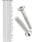 Two 316 stainless steel flat head socket cap screws with listed sizes, Must Have 316 Stainless Steel Flat Head Socket Cap Screws