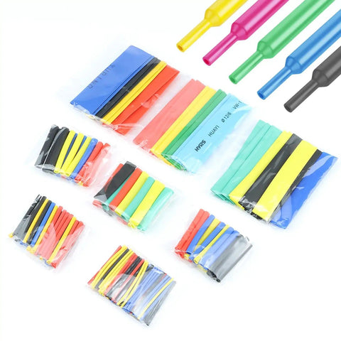 164 Piece Heat Shrink Tubing Kit 2 To 1 Insulation For Wires And Cables, 5 Colors, 8 Sizes arranged in groups