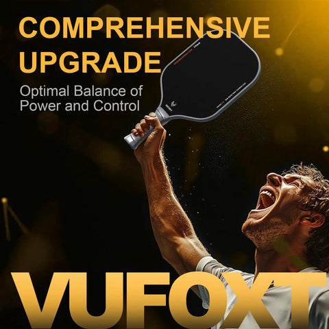 Set Of 2 Pickleball Paddles With Raw Carbon And Glass Fiber Surface held by player, showcasing control and power