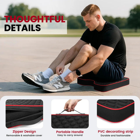 Man sitting on Extra Thick 2.5 Inch Stadium Seat Cushions With Massage Dots, Portable Bleacher Cushions for game day, 2 pack.