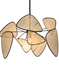 Fan Shaped Pendant Light With Woven Shade Handmade Silver Hanging Ceiling Lamp For Dining Room Coffee Shop Hallway And Hotel Ambience Modern Chandelier