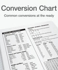 Page from 12 Pack Black Composition Notebooks For School And Home showing conversion chart, college ruled lines visible.