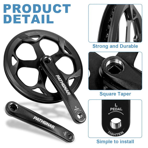 48T Mountain Bike Crankset With 170mm Arm 130BCD Square Taper Cranks For Single Speed And E Bikes Tough As Nails Aluminum Build