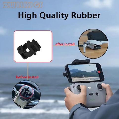 Gimbal Shock Absorber Rubber Replacement For Mini 2 SE Mavic Mini And Mini 4K Drones installation before and after on controller.