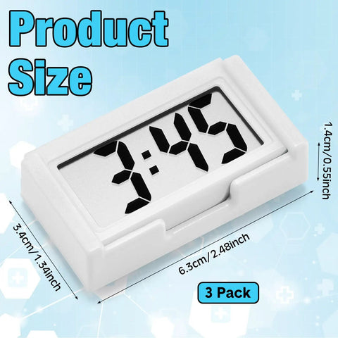 Dope Mini Digital Clock For Car Dashboard And Fridge Battery Operated Self Adhesive Stick On Clock White Timepiece With Waterproof PVC Build Easy Mount Durable And Lightweight product dimensions display