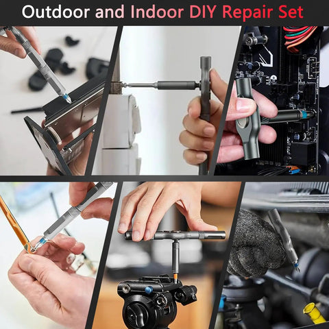 24 In 1 Magnetic Screwdriver Set With Detachable Handle And Ratchet, Handy Multi Bit Pro Grade Repair Tool Kit shown in use