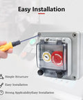 Installation of IP67 Waterproof Outdoor Emergency Stop Switch Box With Protective Cover And Key Button for quick safe shutdown