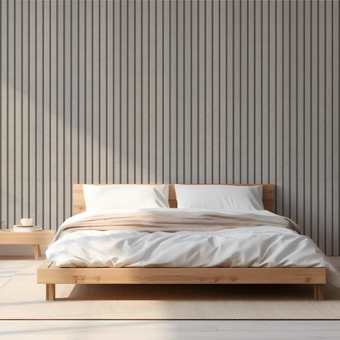 Self Adhesive Soundproof Acoustic Wall Panels For Room Treatment Game Changing Noise Absorbing Foam Tiles To Knock Out Echoes And Smooth Out Reverb With Zero Sweat Peel And Stick Install Camel Color 10 Pack on a stylish bed backdrop.