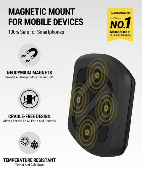 Magnetic Car Phone Mount For Dashboard With 360 Degree Swivel Head And Super Grippy Hold, showcasing neodymium magnets