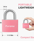Pink 2 pack aluminum padlocks with 3 keys alike, compact size, 7/8 inch, suitable for gate, fence, shed, and school locker