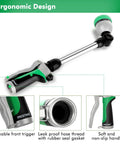 Ergonomic design of Heavy Duty Metal Watering Wand For Garden Hoses, 16-Inch Sprayer with lockable trigger and non-slip handle