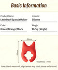 Red silicone spatula holder dimensions and specifications, weight 26.5g, showing design and measurements for kitchen tool use.