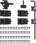 Vinyl Fence Gate Hardware Kit Matte Black For Double Gates Includes Four Hinges One Latch And One Drop Rod All In One Beast Setup