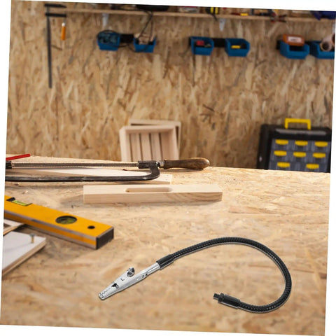Soldering Help Hand Clamp With 360 Degree Rotation, stainless steel clamp on workbench, memo holder, magnifying glass lamp visible.