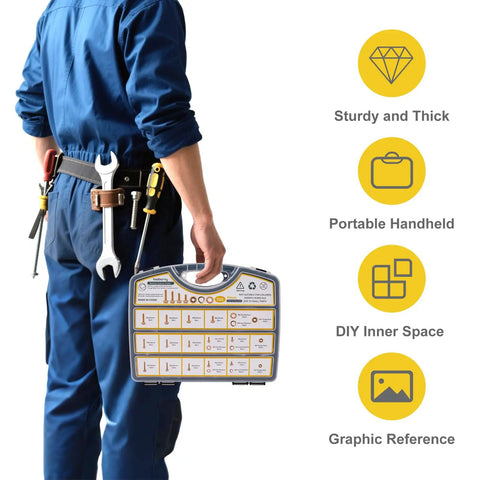 Person holding Heavy Duty Flange Bolt Kit 528Pcs M5 M6 M8 M10 8.8 Pro Grade with portable storage case for DIY projects.
