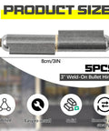5-pack 3-inch weld-on bullet hinge, carbon steel, for swing doors and trailers.