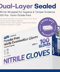 Box of 100 Nitrile Exam Gloves 3 Point 5 Mil Powder Free Latex Free Food Safe Disposable Medical Lab Gloves Ideal For Cooking Cleaning Handling With Enhanced Tactile Sensitivity Violet Blue Medium.