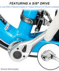 5 In 1 Do It All External Cup Bottom Bracket Tool with 3/8 Drive, shown in use with a bicycle frame, wrench not included