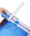 Heavy Duty Aluminum Cabinet Hardware Jig And Precision Drill Guide Sleeve For Dead On Drawer Pull Alignment and Hassle Free Cabinet Door Knob Installation No Sweat with adjustable rulers.