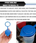 Windshield Washer Fluid Cap Replacement for Honda Civic CR-V Odyssey Accord Ridgeline ILX MDX RDX Water Tank Cover OEM 38513 SC4 672 No-Fuss Direct-Fit Cap Seals Fluid Reservoir and Keeps Dirt Out, Easy Install, shown installed on vehicle and held in hand.