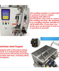 Automatic Quantitative Filling And Sealing Machine Packs 10 To 100 Ml with stainless steel hopper and control panel.