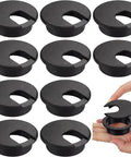 10 Pack Black Desk Cable Grommets for Easy Wire Management, Plastic Hole Covers That Hide Cords and Keep Your PC Desk Clean, 1.5 Inch Size
