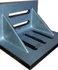 Blue metal slotted angle plate with webbed base, 4-1/2 x 3-1/2 x 3 in.