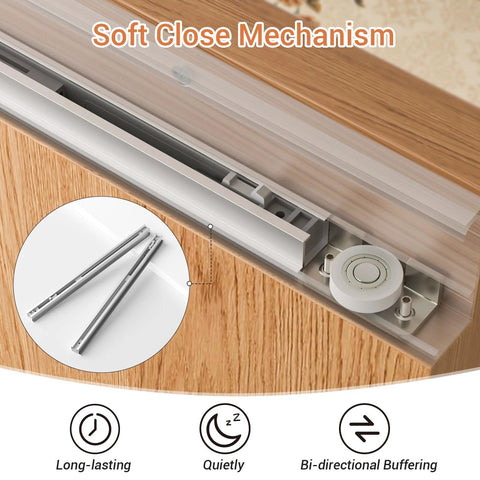 32 Inch Concealed Sliding Barn Door Hardware Kit With Two Soft Close Mechanisms Aluminum Hidden Barn Door System for wall mount