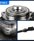 2 Pack Front Wheel Hub Bearing Assembly With ABS For 2002 2005 Ford Explorer 2003 2005 Lincoln Aviator 2002 2005 Mercury Mountaineer 5 Lug Wheel Hub Set, detailed view showing metal construction and ABS connector