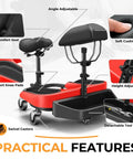 All Day Comfort Heavy Duty Rolling Knee Creeper With Seat And Chest Support, 300 Lbs Capacity, Aluminum Frame, Swivel Casters