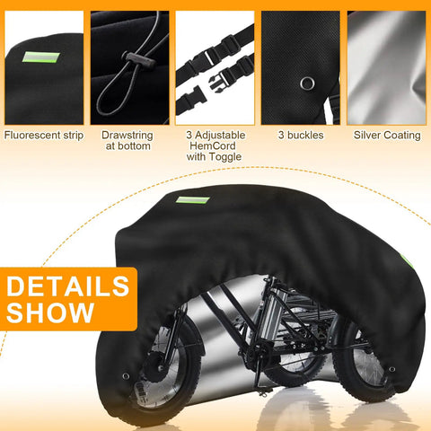 Adult Tricycle Cover Heavy Duty 600D Oxford Waterproof Fabric For Outdoor Storage Fits Three Wheel Electric Trike Protects From Dust Dirt Scratches Weatherproof All Weather Durable And Hard Wearing, black cover with straps