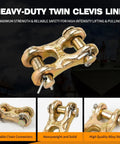 Tough As Nails 3/8 Inch Twin Clevis Link Pack Of 2 forged from G70 alloy steel, showing reliable connectors for towing.