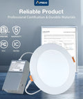 Six Inch 3CCT Ultra Thin LED Recessed Downlights With Junction Box, 12W Equivalent To 100W, featuring certification logos