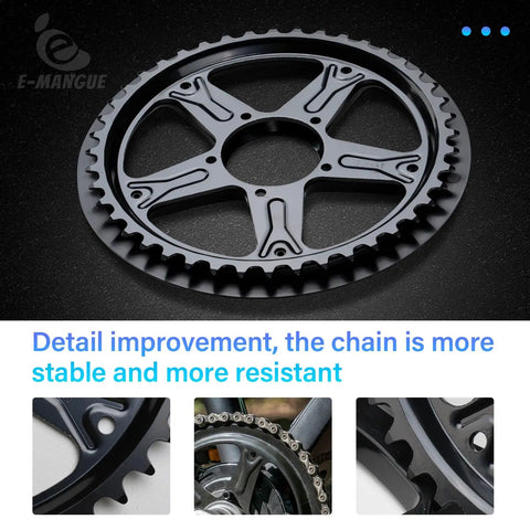 52T Chainring For Bafang Mid Motor Kit Electric Bike Replacement Sprocket with Beefy Build High Quality Alloy Gear