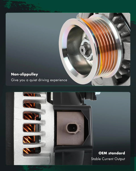 Close-up view of the Drop In 120 Amp Alternator Replacement Fits Acura ILX 2013 2015 Civic 2012 2015 CRV 2012 2014 2.4L L4 2354cc 12V CW Pulley S7, highlighting pulley and connector details.