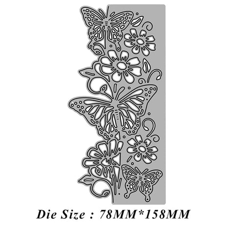 Butterfly Flower Scrapbooking Die Cuts For Card Making And DIY Album Decor Christmas Metal Cutting Dies Paper Craft Punch Template Background Embossing Stencil Set 7.8x15.8cm shown in butterfly and flower design.