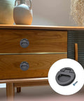 2 Pack Zinc Alloy Flush Ring Pull Handles 43.5mm OD x 7mm Deep with Screws Black Slam Latch on wooden cabinet