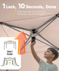 Child setting up Privacy 10x10 Pop Up Canopy Tent With Sidewalls And Roll Up Ventilated Windows No Fuss One Person Setup